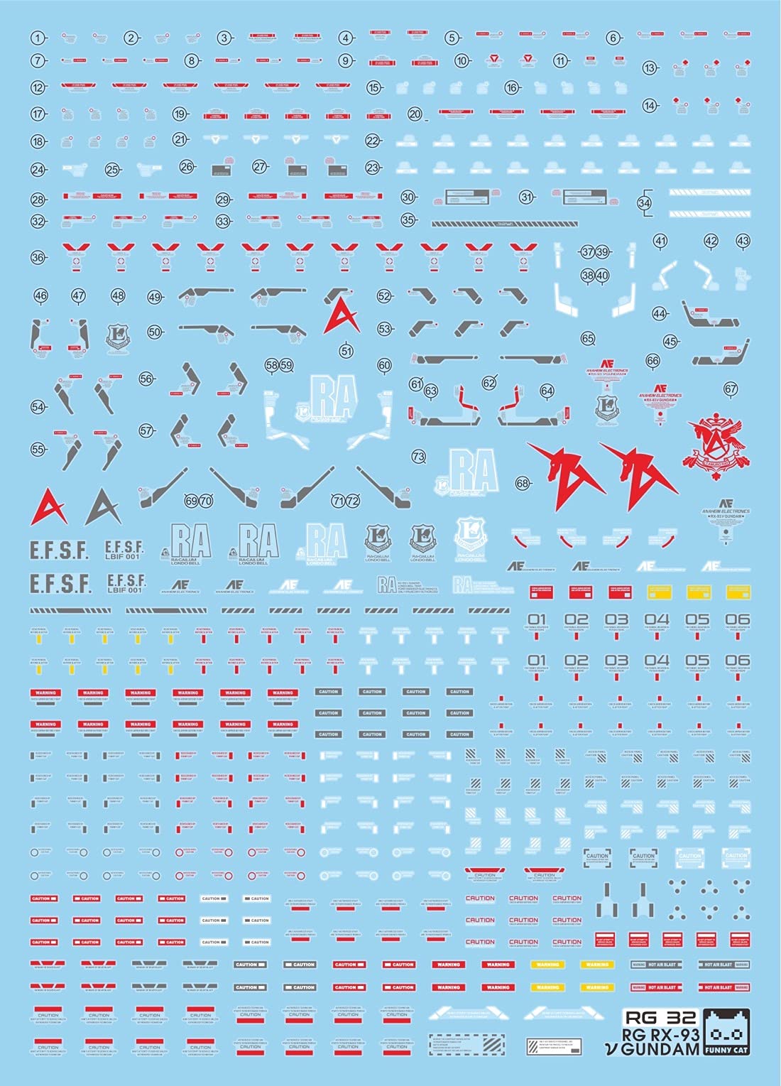 Amazon | 蛍光 ディテールアップ用 水転写式デカール RG 1/144 RX-93 ν